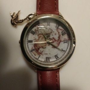 NWOT Brown World Map Watch